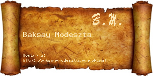 Baksay Modeszta névjegykártya